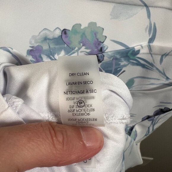 Calvin Klein Side Pleated Sheath Floral Dress Size 14 Blue Wedding Guest Church - Picture 11 of 11